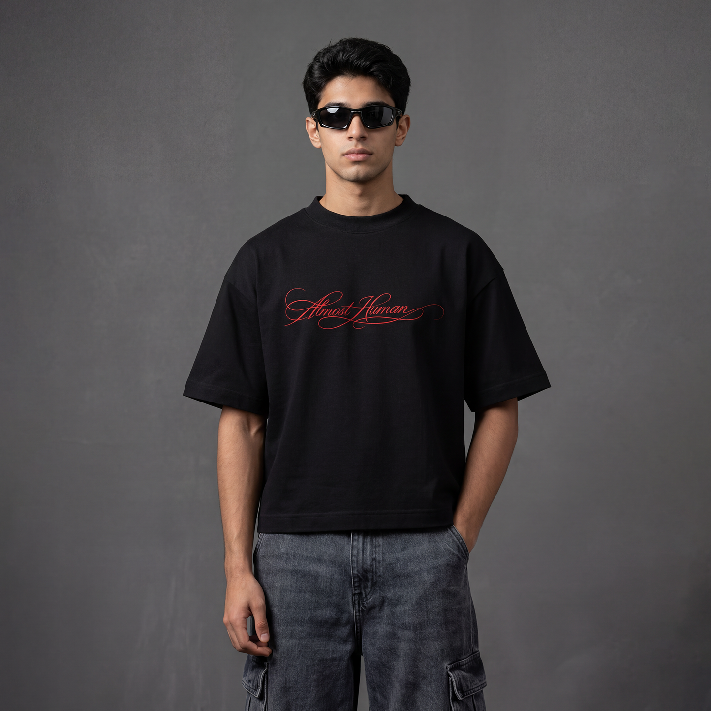 Almost Human Script Boxy Tee