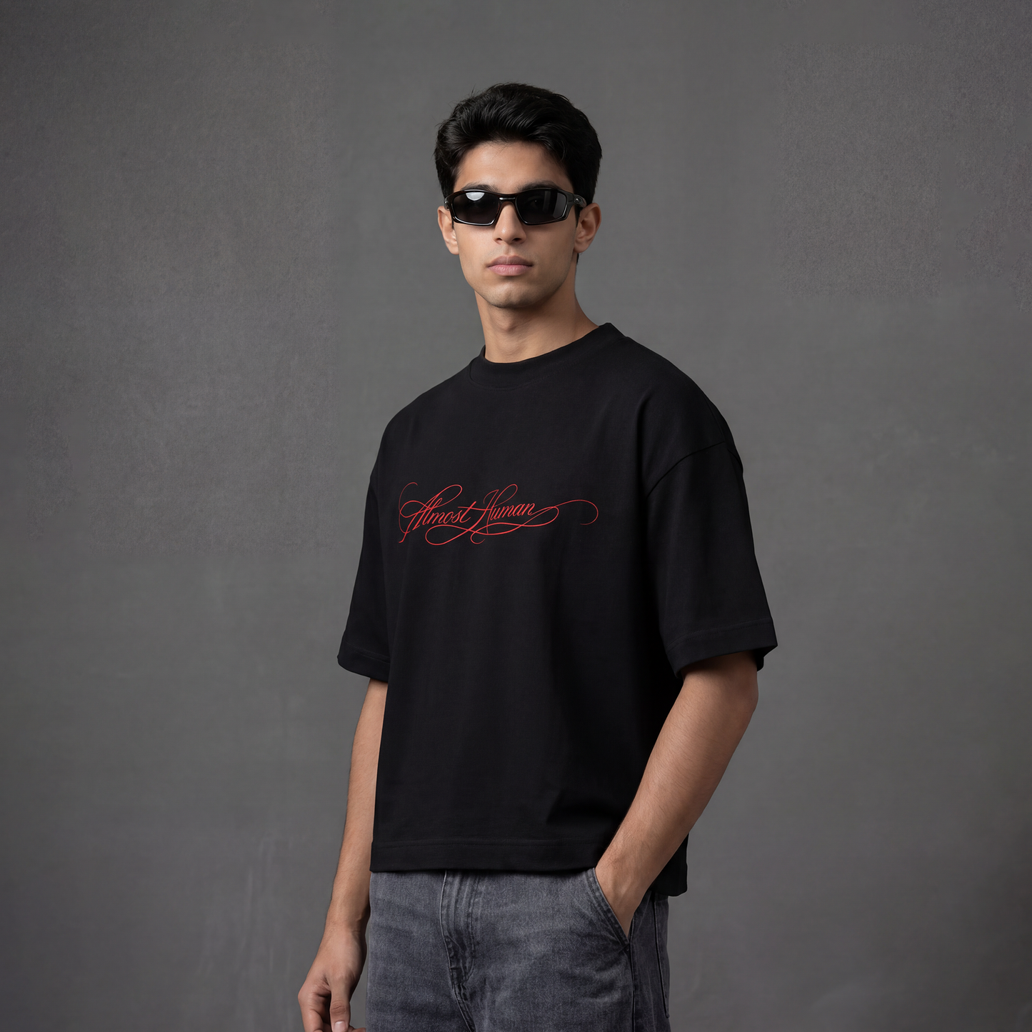 Almost Human Script Boxy Tee